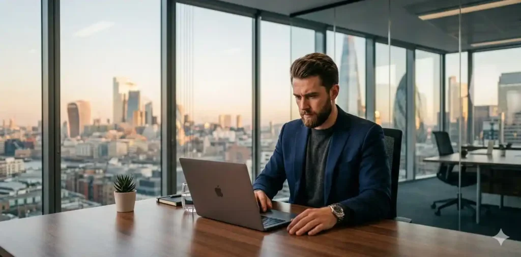 Businessman working in modern office space