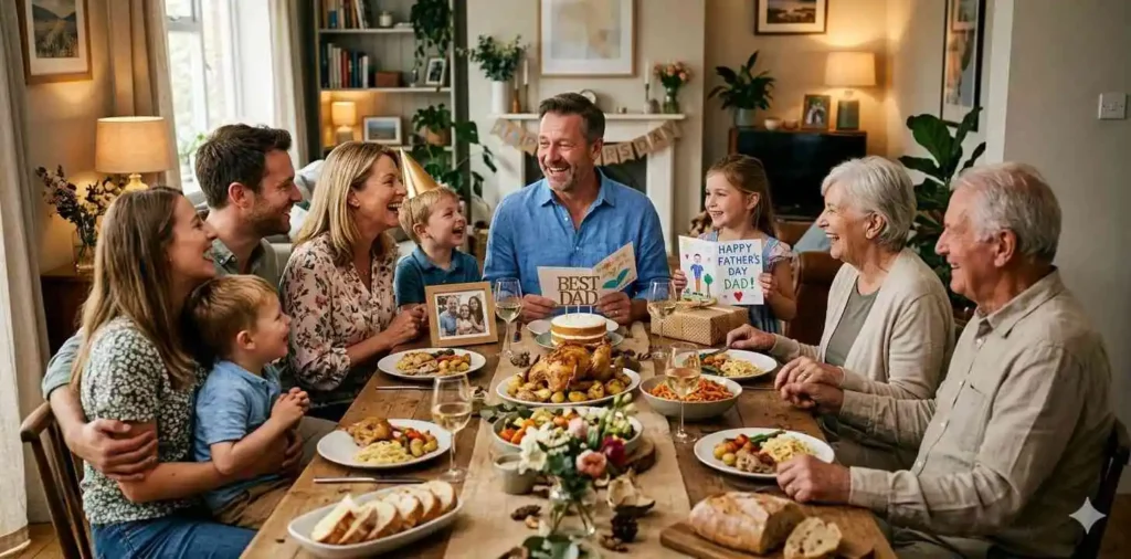 Family Celebration With Dad Captions