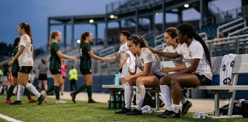 Athlete reflecting after tough match