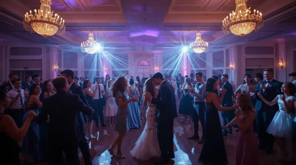 Students dancing together at prom celebration