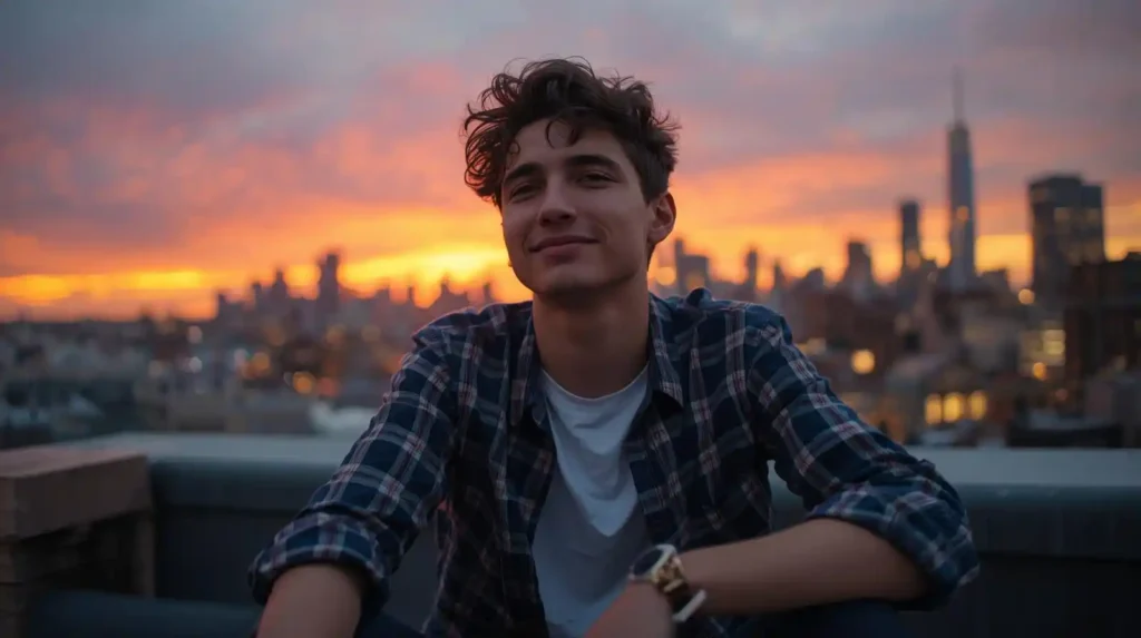 Young man relaxing outdoors on weekend