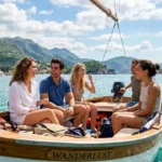 Friends enjoying scenic boat trip