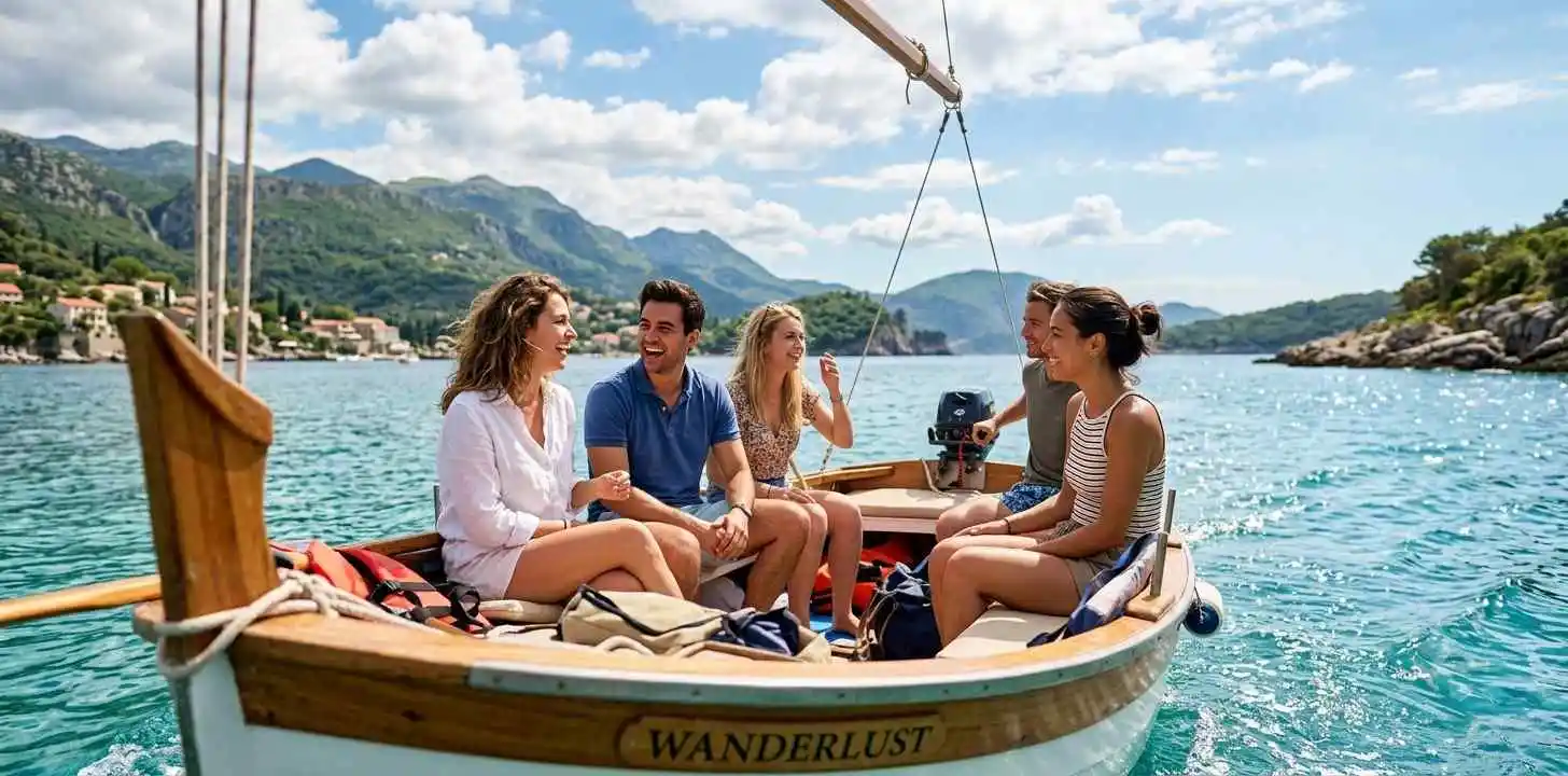 Friends enjoying scenic boat trip