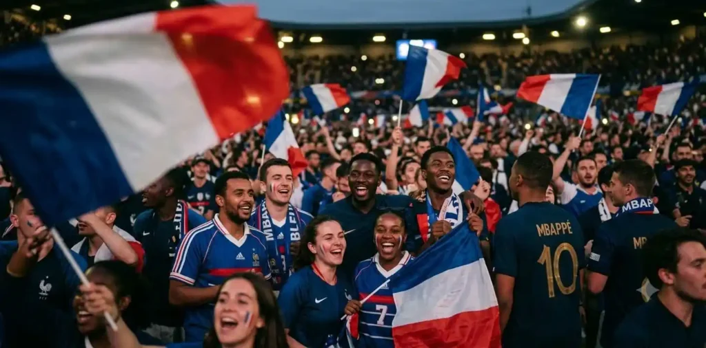 Friends cheering during a football match