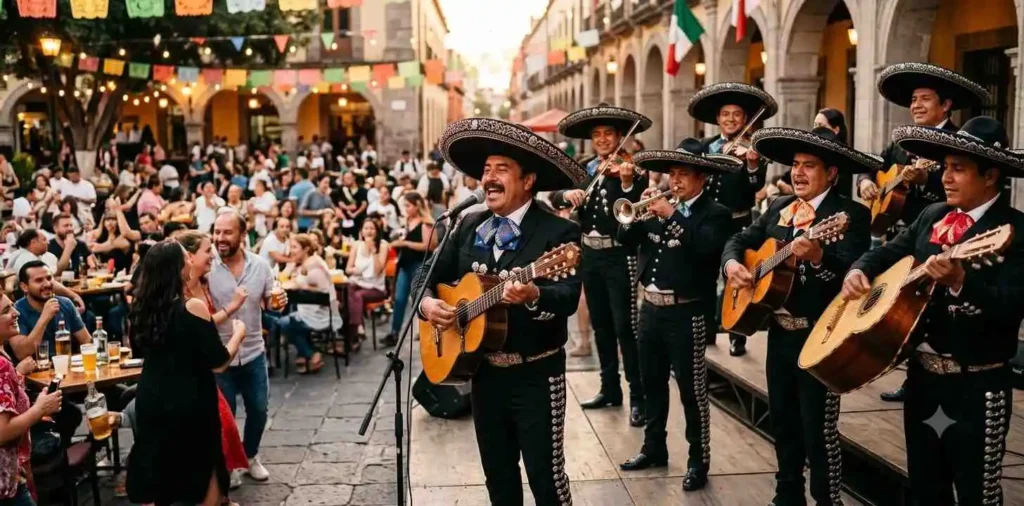 Mariachi musicians performing outdoors