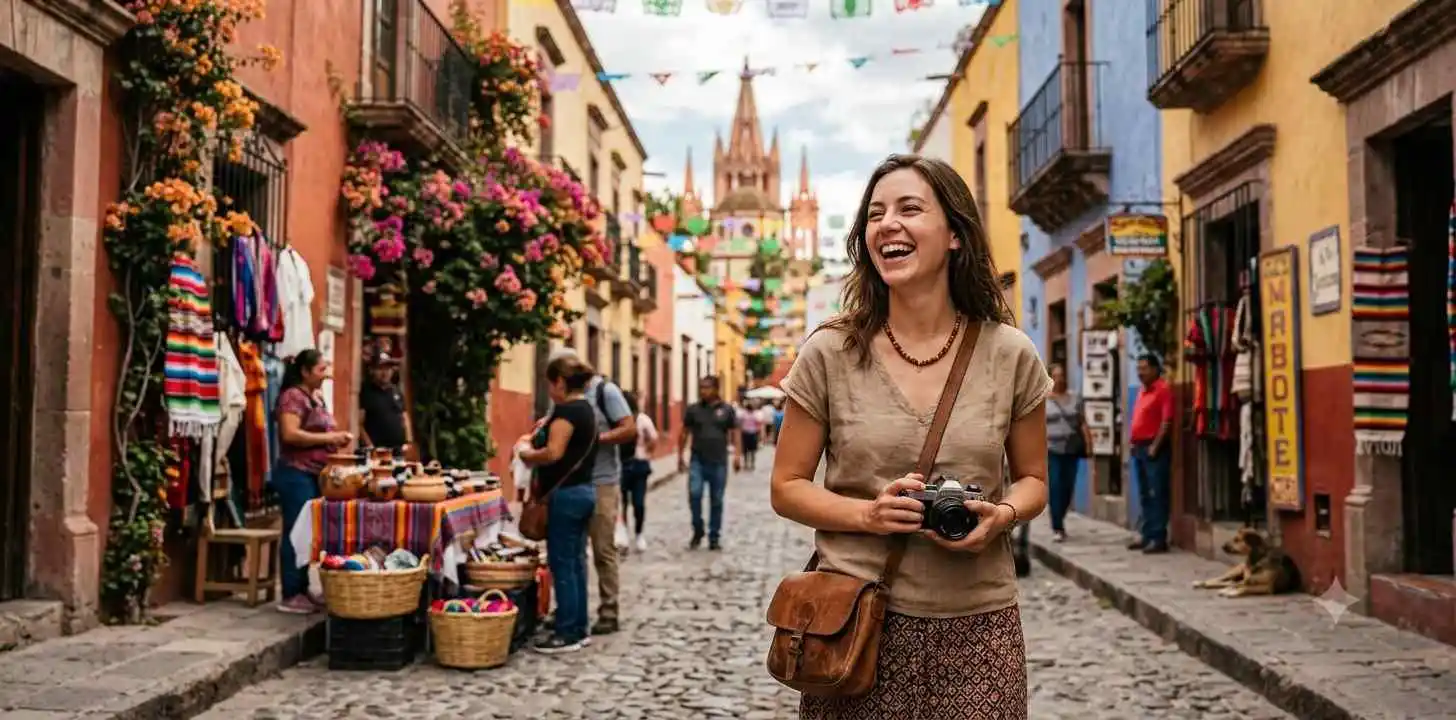Traveler exploring Mexican culture