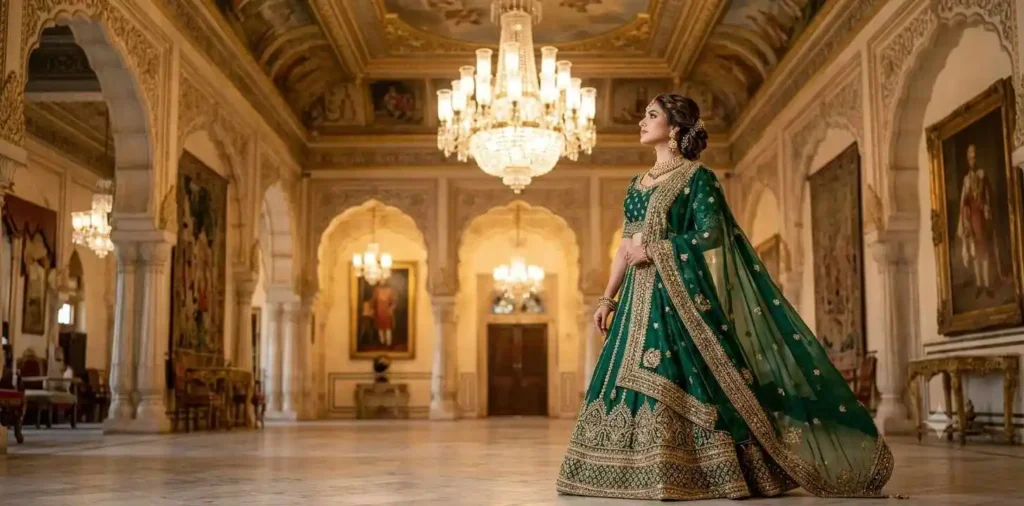 Woman wearing luxurious royal traditional attire