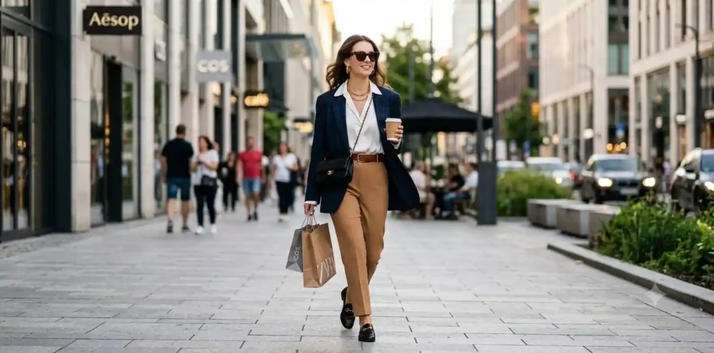Woman wearing a chic outfit on city streets