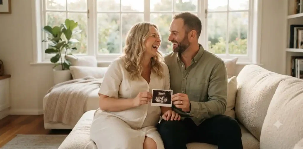 Parents holding an ultrasound photo together