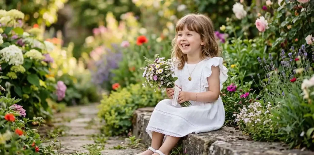 Kids wearing white outfits outdoors