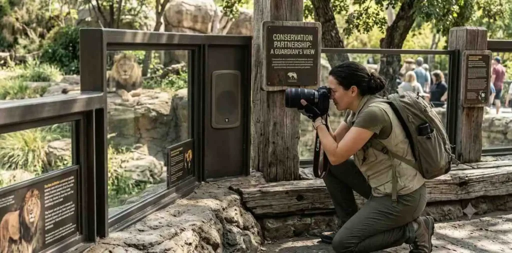 Photographer capturing wildlife at the zoo