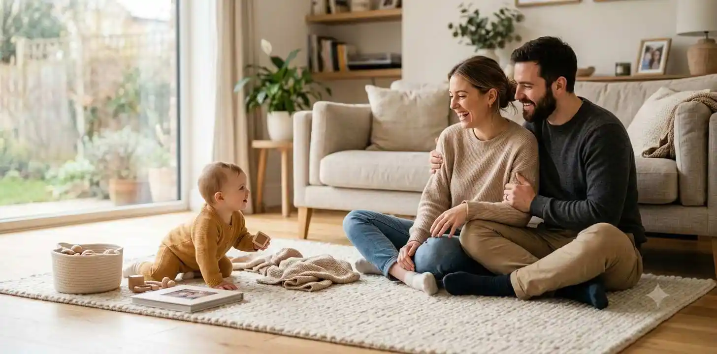 Parents celebrating their baby's growing milestone