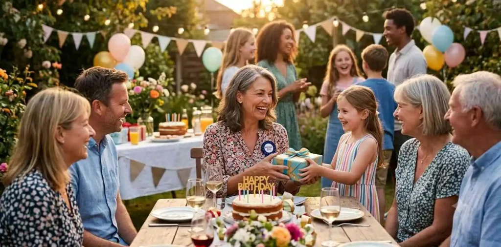 Aunt celebrating her birthday with family