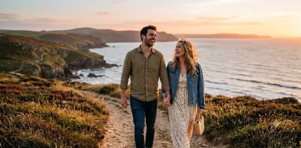 Couple sharing August summer memories