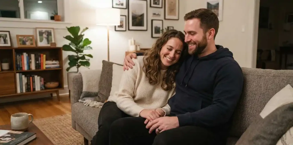 Married couple sharing a sweet candid moment