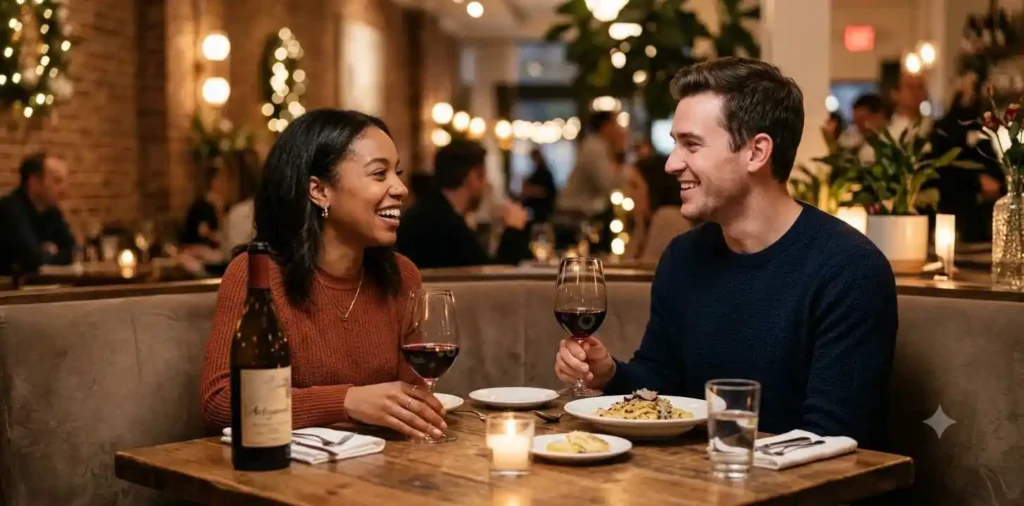 Couple enjoying a romantic dinner date