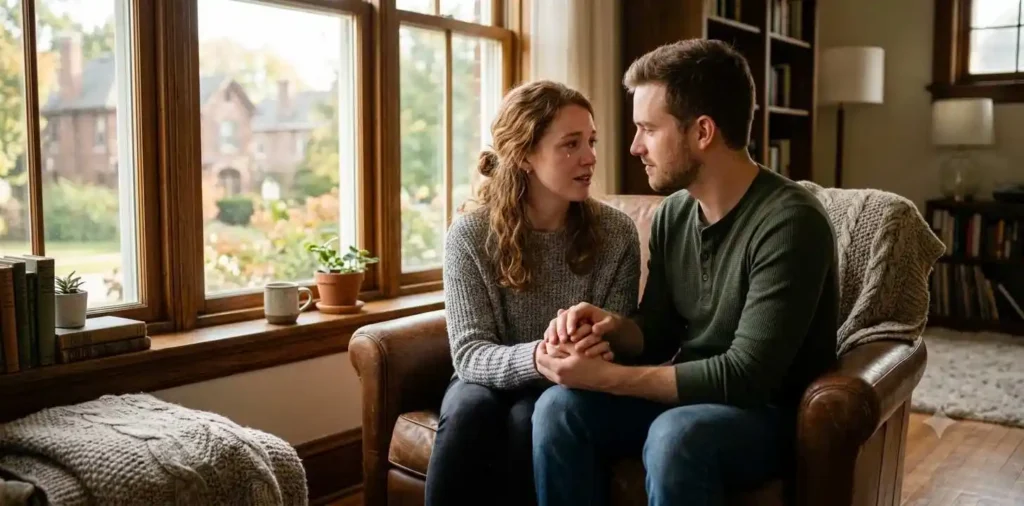 Couple sharing a tender emotional moment