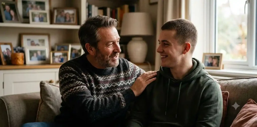 Uncle and nephew sharing a heartfelt family moment