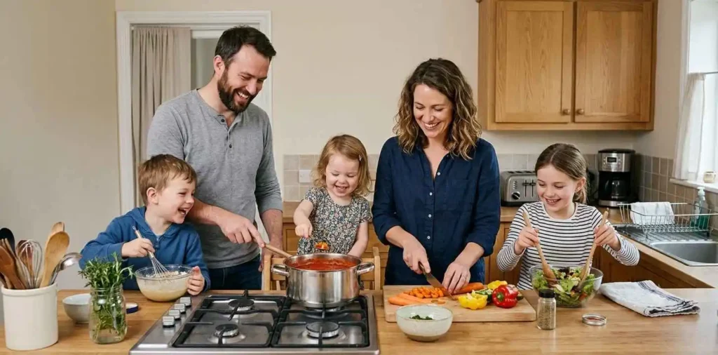 Family enjoying a simple moment at home