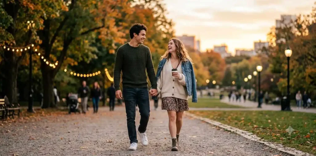 Young couple enjoying a memorable first date