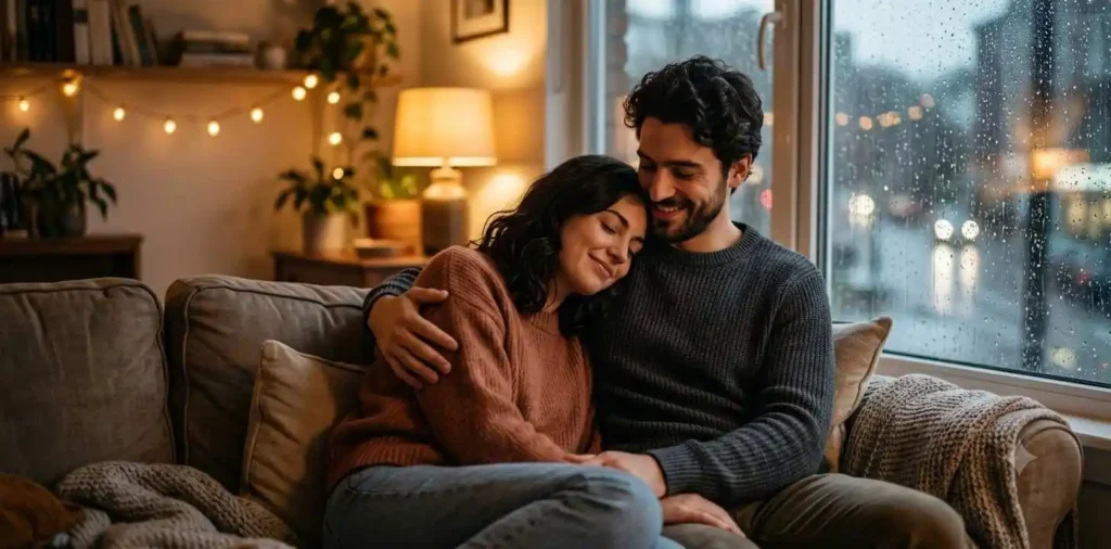 Couple sharing a tender emotional moment