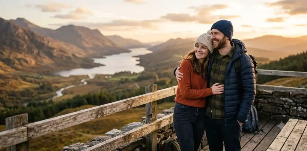 Couple enjoying a peaceful travel moment together