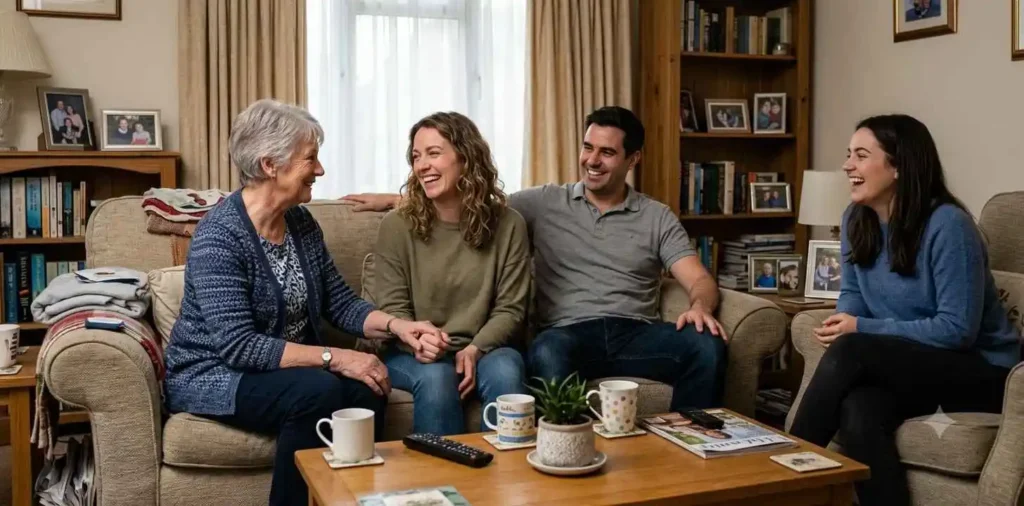 In-laws sharing a warm family conversation