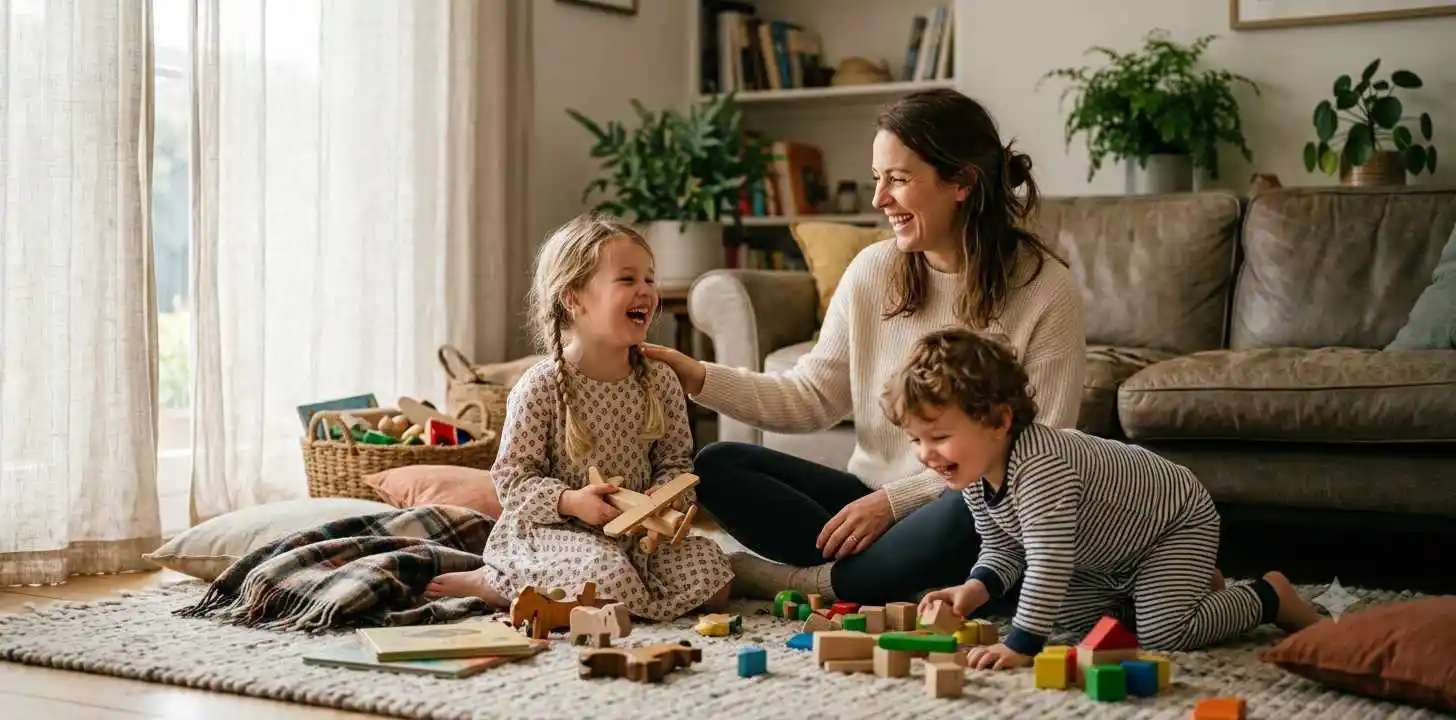 Mother enjoying everyday life with her children