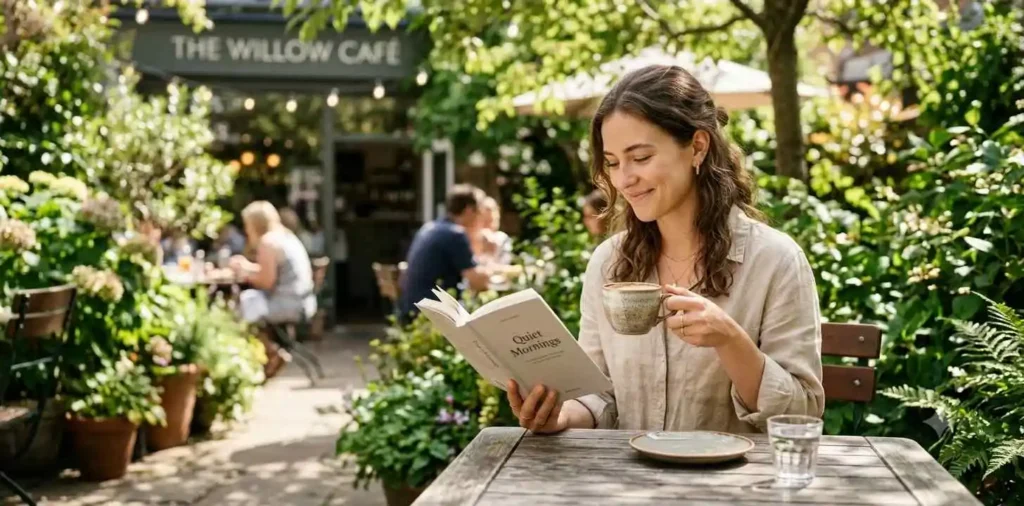 Woman enjoying peaceful morning in nature