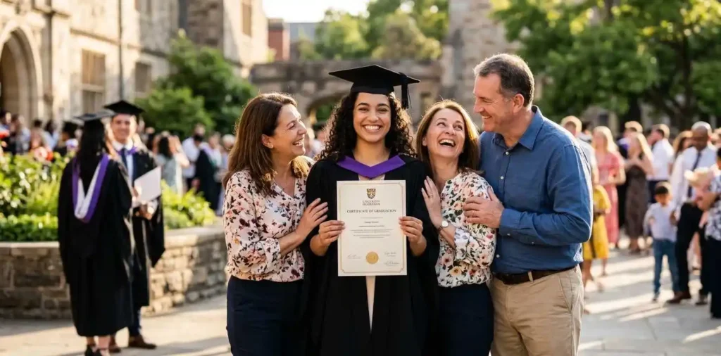 Parents celebrating their child's achievement