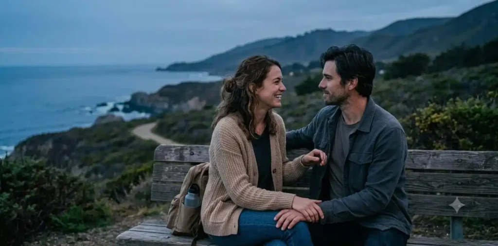 Couple sharing a meaningful outdoor conversation