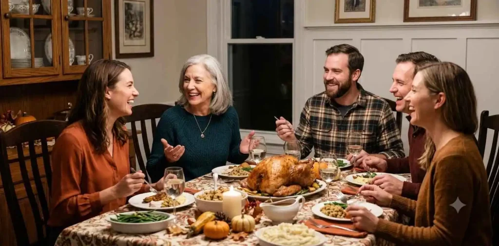 Mother-in-law enjoying Thanksgiving dinner with family