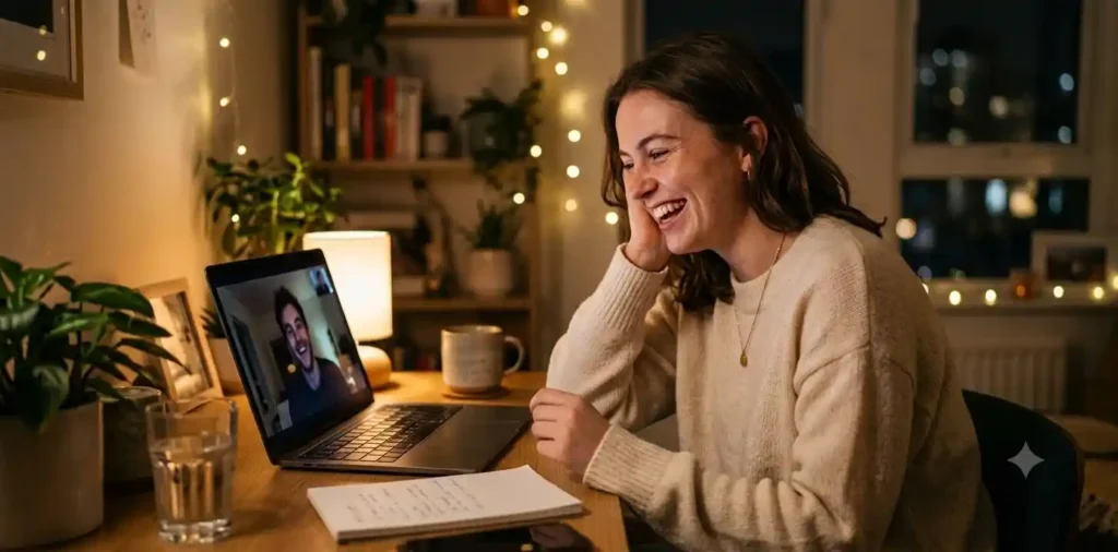 Couple video call moment