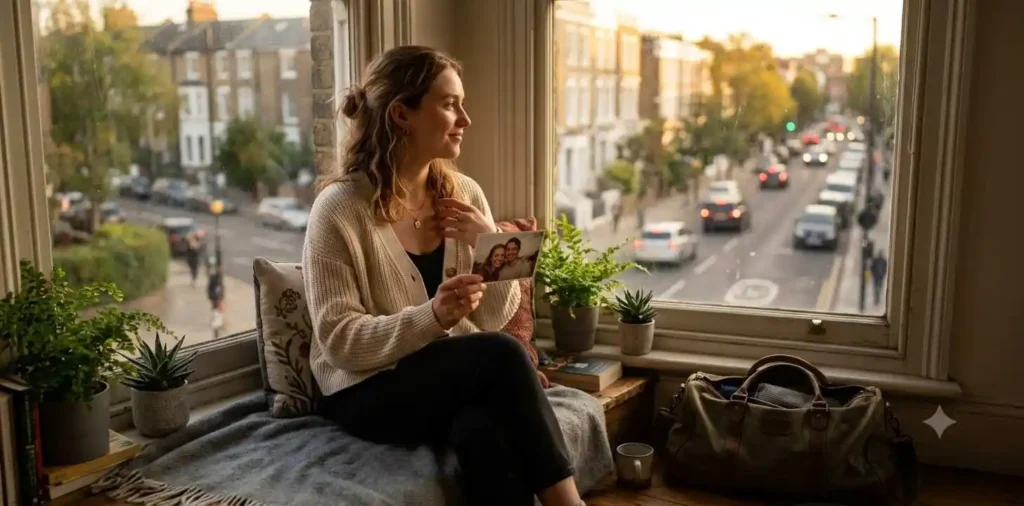 Woman waiting for partner by the window