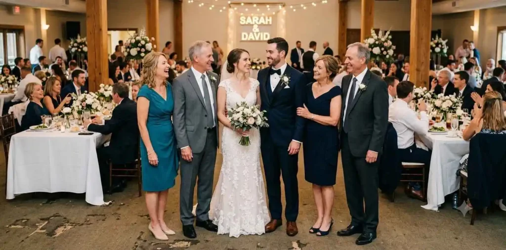 In-laws celebrating together at a wedding