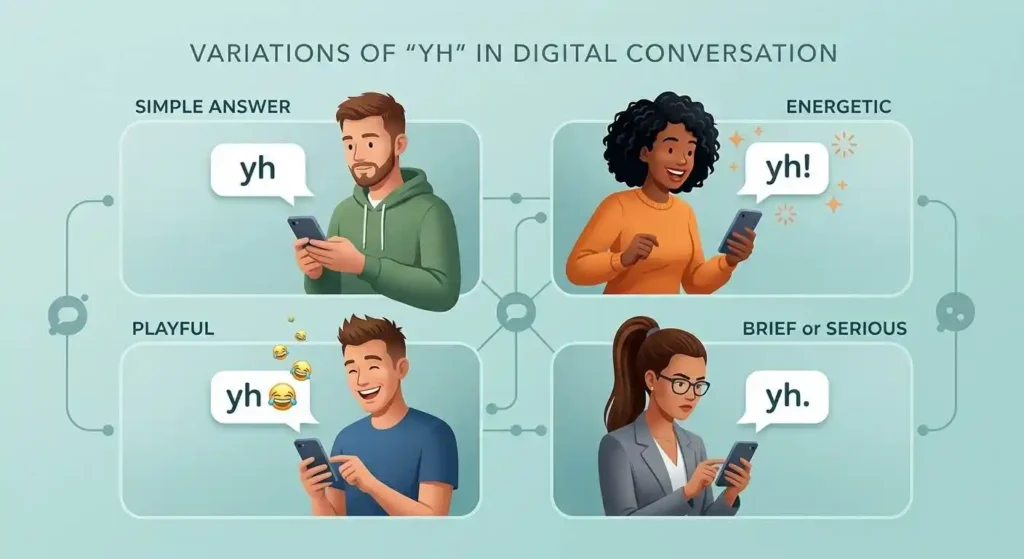 Examples showing how punctuation and emojis can change the tone of YH in texting.