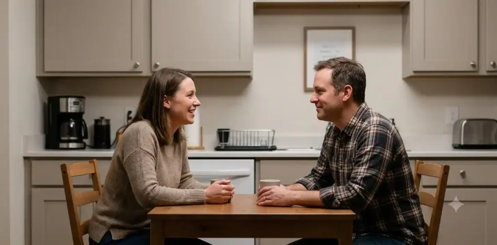 Husband appreciating his wife at home