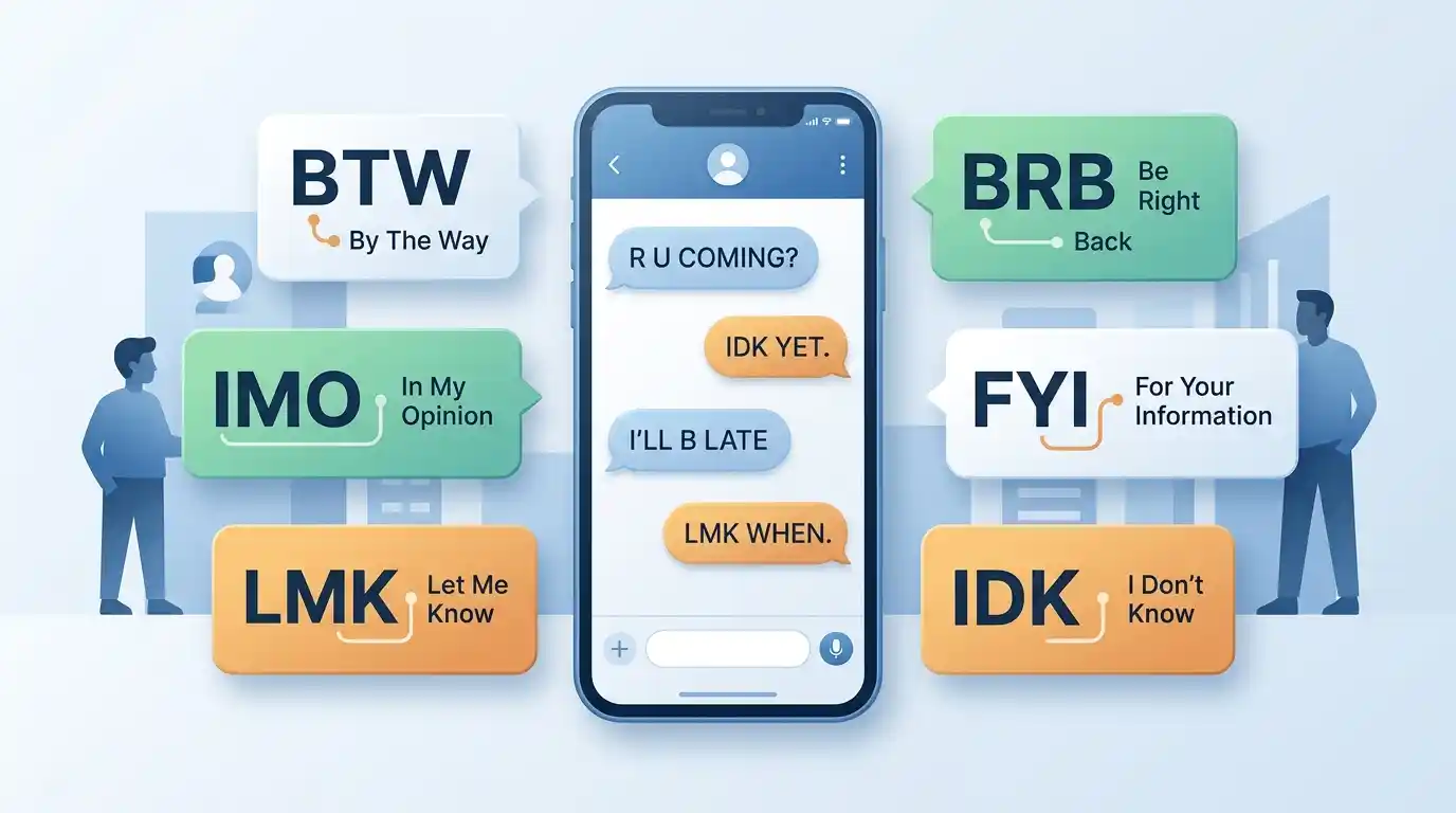 Smartphone conversation showing common initialisms used in texting