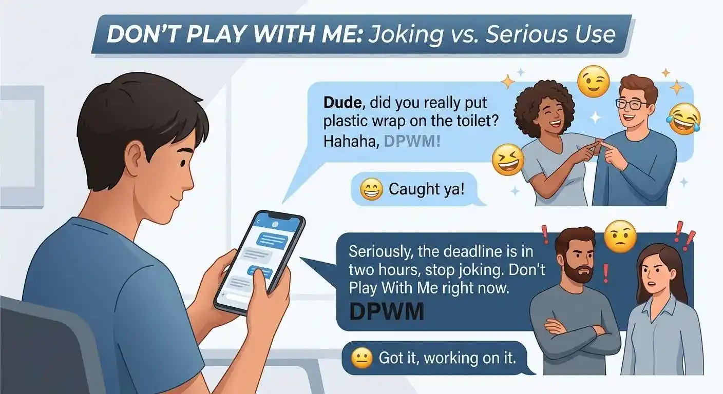 Adult reading a DPWM message showing playful and serious interpretations