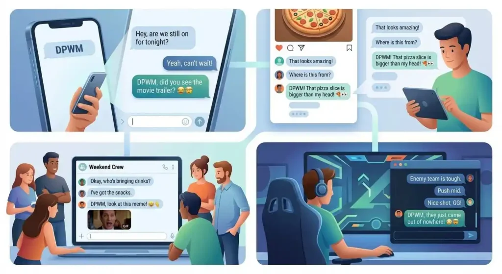 Adults using DPWM in texts, DMs, group chats, and online conversations