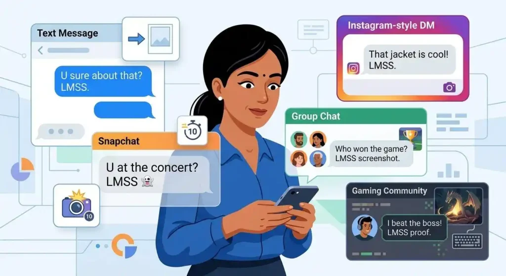 Examples of LMSS used in texts, social media messages, group chats, and gaming conversations
