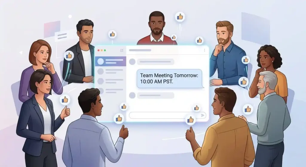 Group chat participants using emoji reactions to acknowledge a shared message.