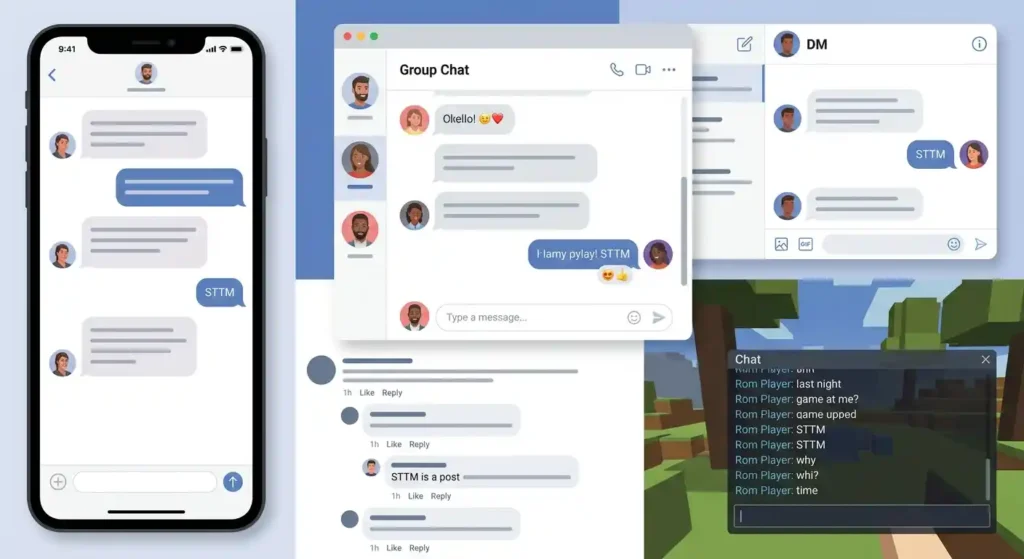 STTM appearing in texts DMs group chats social media and online chats