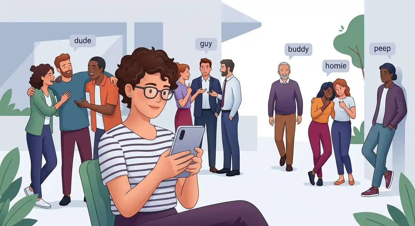 Adult reading a chat showing casual slang terms for referring to a person