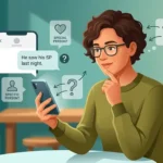 Adult reading a text containing SP with visual cues showing its different possible meanings.