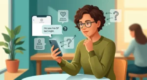 Adult reading a text containing SP with visual cues showing its different possible meanings.