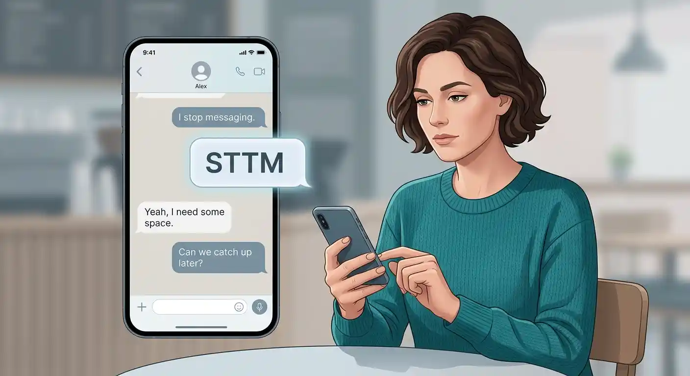 STTM shown in a text conversation meaning Stop Talking To Me