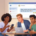 Group of adults reacting to a chat message illustrating the slang meaning of MFS.